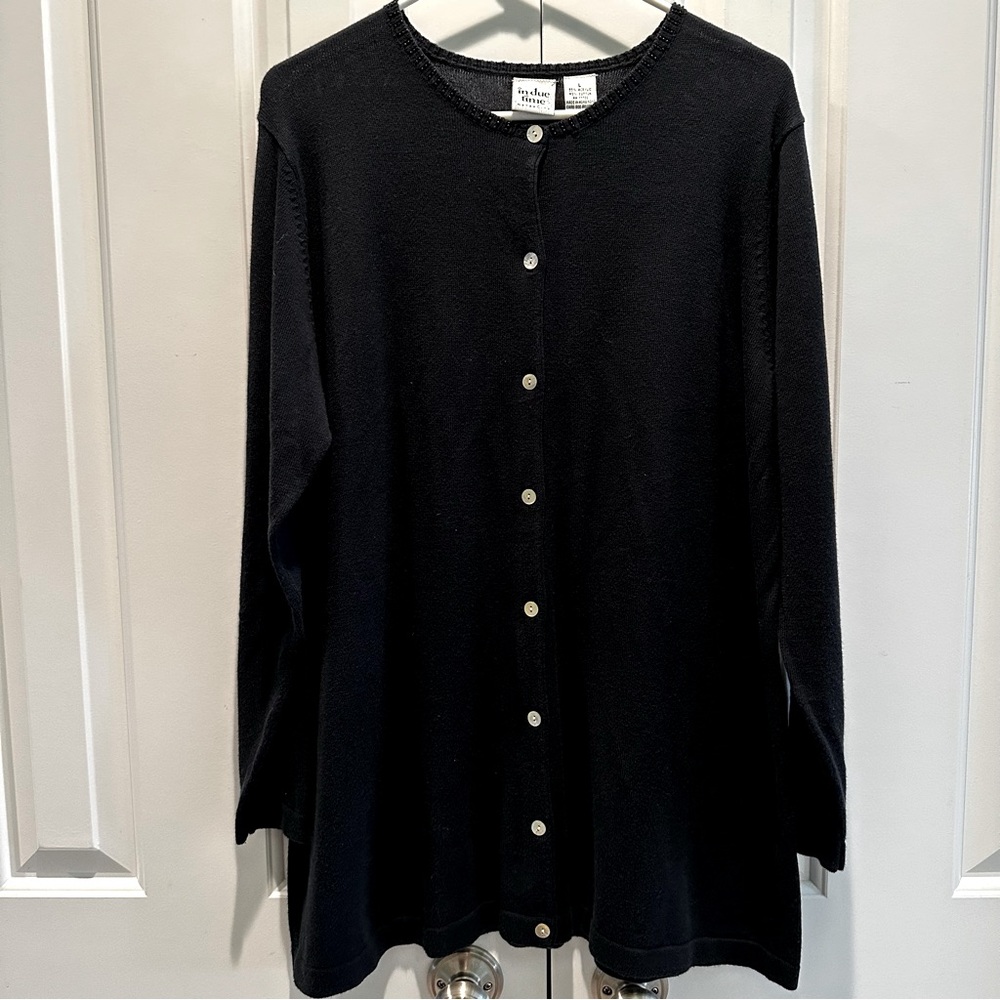 In Due Time Maternity Vintage Fancy Black Cardigan Sweater L